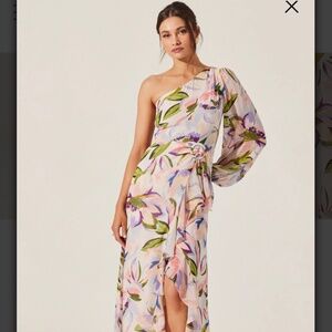ASTR The Label Sandersonia Floral One Shoulder Dress